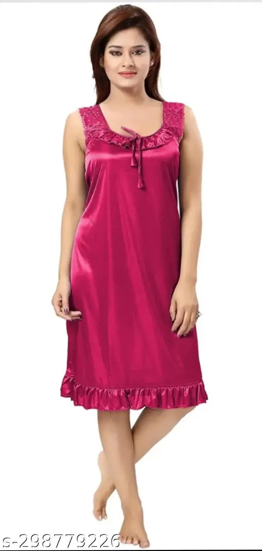Women Pink Short Nighty