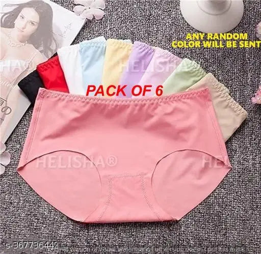 Women Panties Seamless Panties Silk Mid Waist Pack Of 6