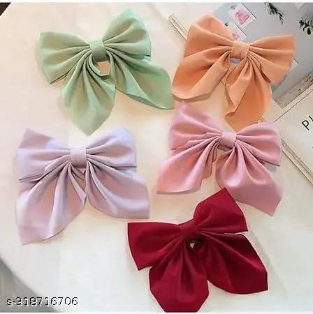Ribbon Bow with Long Tail Pack Of 6 (Multicolor)
