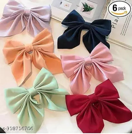 Ribbon Bow with Long Tail Pack Of 6 (Multicolor)