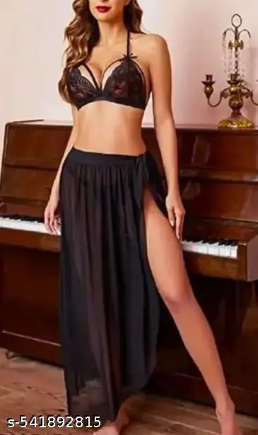stylish for first night lingerie set split gown
