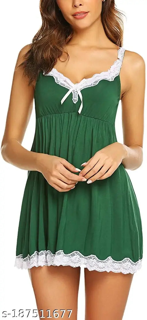 HiloRill Women's Lycra & Lace Solid Above Knee