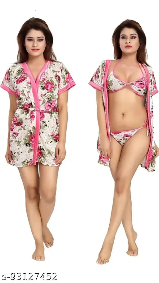 Printed Women Nightdress Lingerie Sets Cotton Nighty