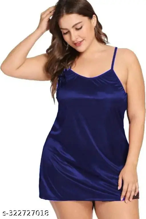 Gwachi Women's Silk and Satin Knee Length Night Gown