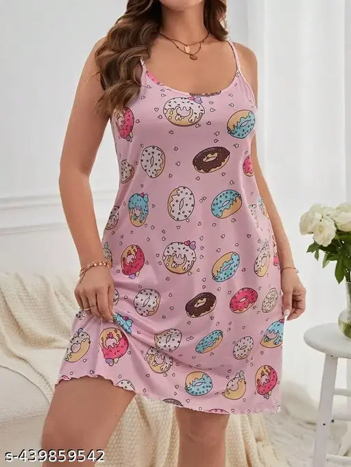 Women's Trendy Short Night Dress (Cami Nighty)