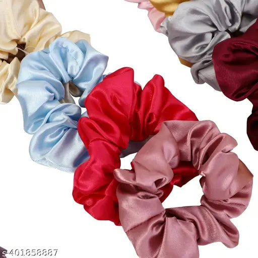 Pack of 18 (Multicolor) Premium Silk Satin Scrunchies