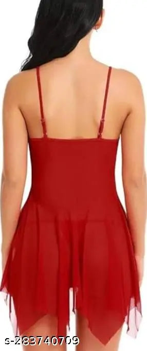 Baby Doll Sleep Dress with Panty(Maroon)