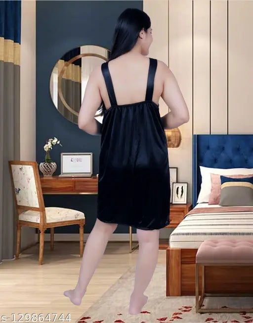 Stylish Summer Special Solid Satin Nighty