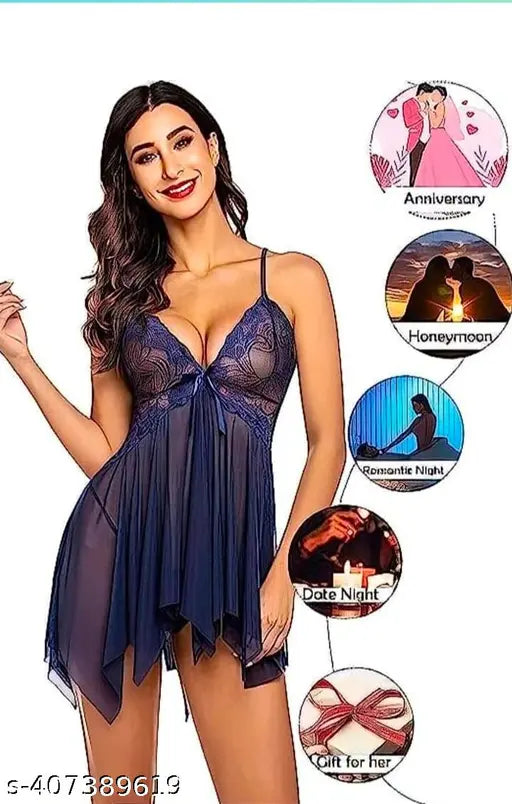 Baby Doll Sleep Dress with Panty(Gold)