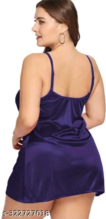 Gwachi Women's Silk and Satin Knee Length Night Gown