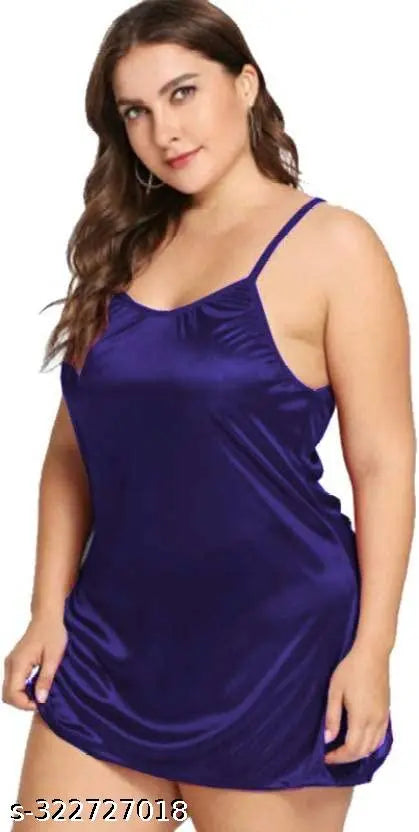 Gwachi Women's Silk and Satin Knee Length Night Gown