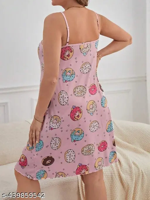 Women's Trendy Short Night Dress (Cami Nighty)