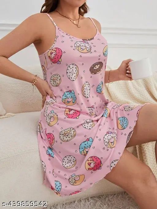 Women's Trendy Short Night Dress (Cami Nighty)