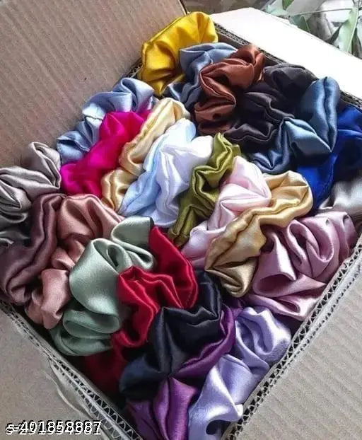 Pack of 18 (Multicolor) Premium Silk Satin Scrunchies