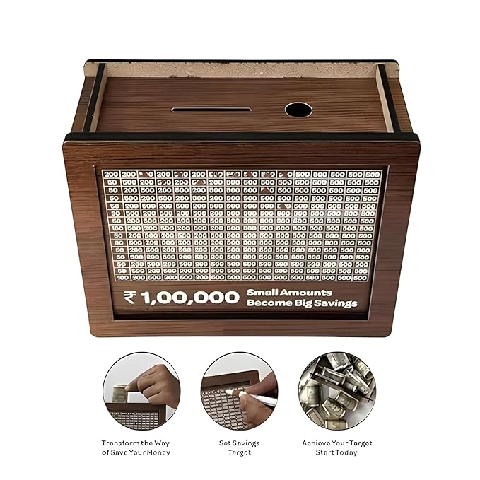 Wood Wooden Piggy Bank for Kids & Adults