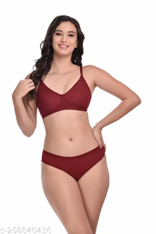 Women Solid Lingerie Sets Pack of 2