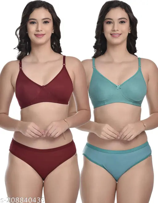 Women Solid Lingerie Sets Pack of 2